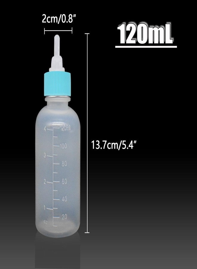 GKYZBB 4Pack 120ML pet Puppy Bottles for Nursing,Kitten Bottle Feeding Kit Nipple for Newborn Kitten Puppy Rabbits Squirrel Animals （Blue Cover） - Image 2